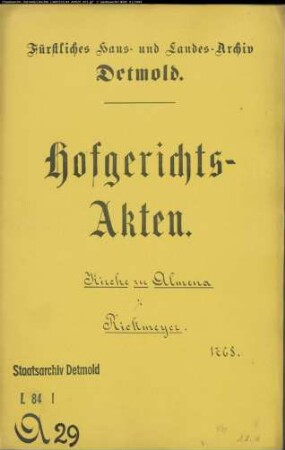 Almena, Kirche zu gegen Krüger Rickmeier zu Almena