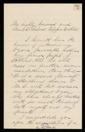 Brief von William Smith Clark an Friedrich Wöhler, Amherst, Mass., 10.3.1860