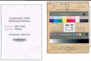 Entnazifizierung Heinrich Groetzner , geb. 13.03.1898 (Bahnassistent)
