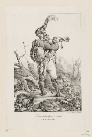 Cornet des voltigeurs, grande tenue, Blatt 8 der Folge "Infanteriekostüme 1809"