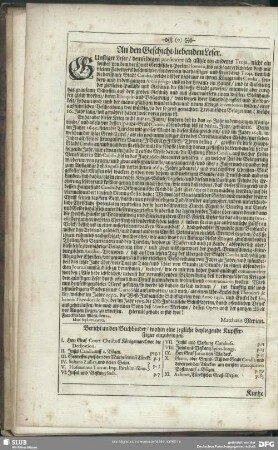An den Geschicht-liebenden Leser