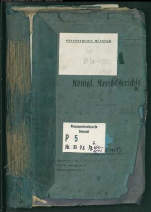 Belegakte zu den Zivilstandsregistern der Juden mit den Orten Bettinghausen, Dinker, Eickelborn, Hovestadt, Körbecke, Lohne, Oestinghausen, Ostönnen, Sassendorf, Soest, Welver und Weslarn (G 1870-1874)