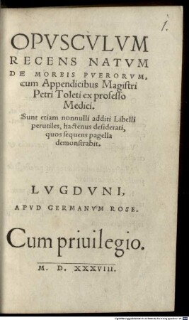 Opusculum de morbis puerorum
