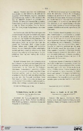 Vorstands-Sitzung vom 20. Juni 1894 / Séance du Comité du 20 juin 1894