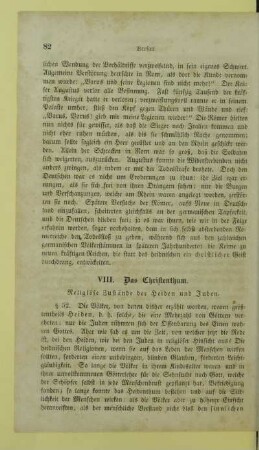 VIII. Das Christenthum