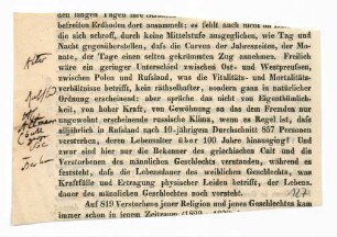 Zeitungsausschnitte zur Anthropologie, Geographie der Tiere, Meteorologie und Geologie teils mit Anmerkungen Humboldts.