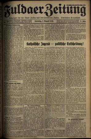 Ausgabe vom Samstag, den 09. August 1930.