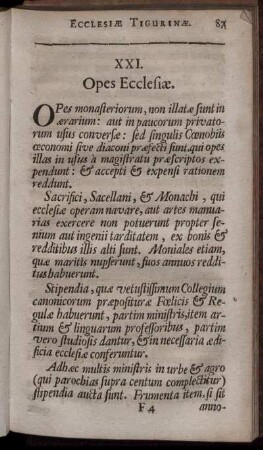 XXI. Opes Ecclesiæ. - XXXIII. Cœmetria.