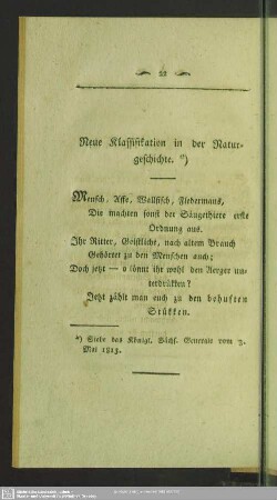 Neue Klassifikation in der Naturgeschichte
