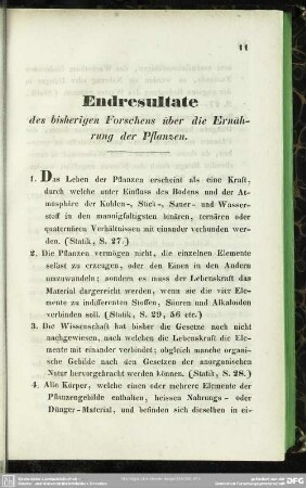Endresultate des bisherigen Forschens über die Ernährung der Pflanzen