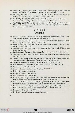 V. Teil: Varia (Nr. 394-412)