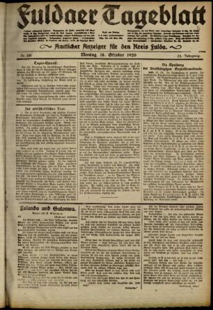 Ausgabe vom Montag, den 18. Oktober 1920.