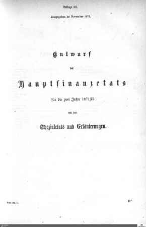 Hauptfinanzetat für 1871-1873