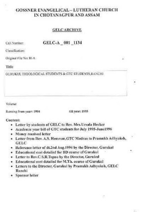 GURUKUL THEOLOGICAL STUDENTS & GTC STIDENTS,RANCHI