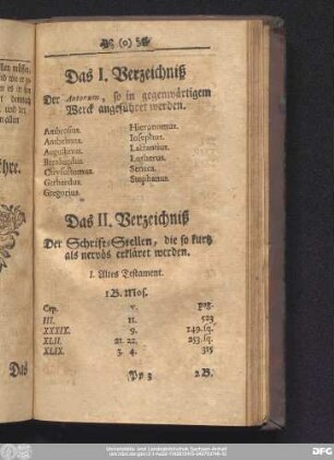 Das II. Verzeichniß Der Schrift-Stellen, die so kurz als nervös erkläret werden.
