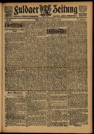 Erste Ausgabe vom Dienstag, den 10. November 1903.