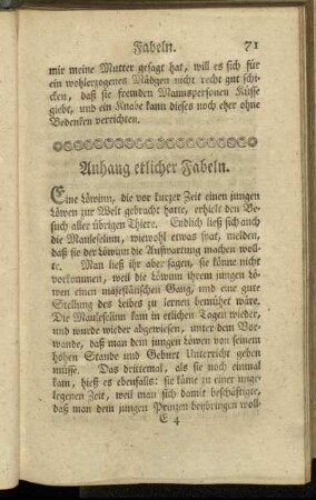 Anhang etlicher Fabeln.