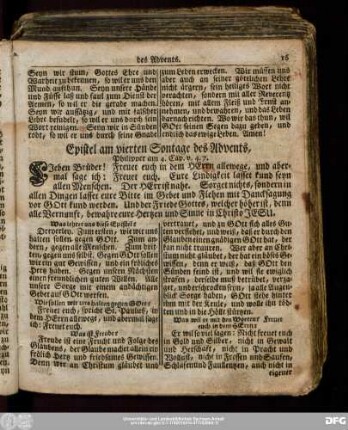 Epistel am vierten Sontage des Advents, Philipper am 4. Cap. v. 4.7.