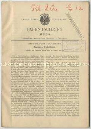 Patentschrift einer Neuerung an Drahtseilbahnen, Patent-Nr. 23839