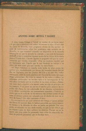 Apuntes sobre Ortega y Gasset
