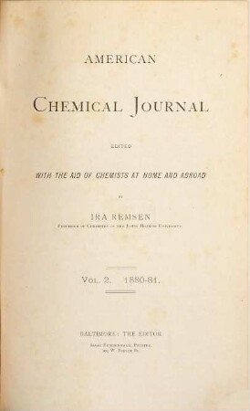 American chemical journal. 2. 1880/81