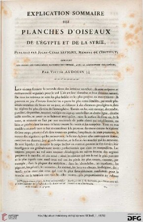 Explication sommaire des planches d'oiseaux de l'Égypte et de la Syrie