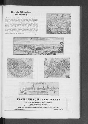 Fünf alte Städtebilder von Hamburg
