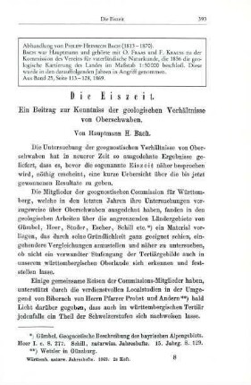 Die Eiszeit. Ein Beitrag zur Kenntnis der geologischen Verhältnisse von Oberschwaben [Bd. 25, 1869]