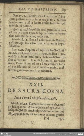 XXII. De Sacra Coena