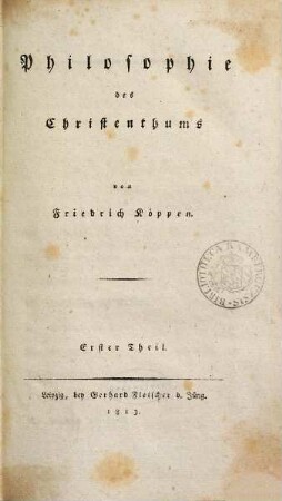 Philosophie des Christenthums, 1