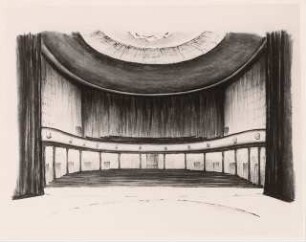 Staatstheater Kassel: Foto von Inv.Nr. 35792 (ohne Überschrift): Perspektivische Ansicht Zuschauerraum, Oberrang abgetrennt