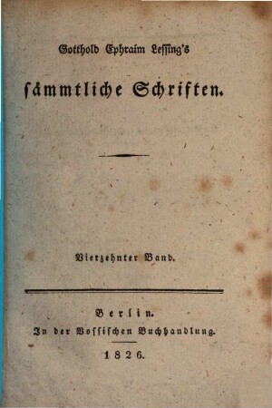 Gotthold Ephraim Lessing's sämmtliche Schriften, 14