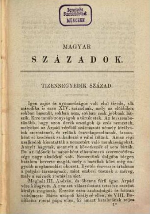 Magyar századok : Toldy Ferencz altal, 3