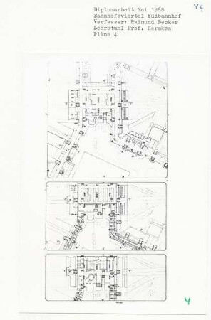 Bahnhofsviertel Südbahnhof, Berlin-Schöneberg (Diplomarbeit bei Bernhard Hermkes): Pläne