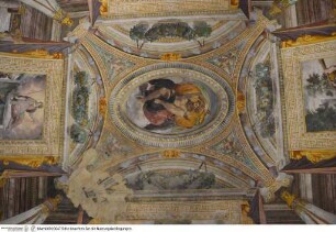 Aufwendige Scheinarchitektur mit Szenen aus der Geschichte des Herkules