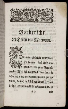 Vorbericht des Herrn von Marivaux.