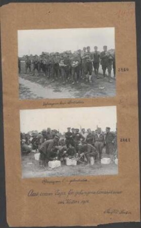 Gefangene beim Brot holen. (Aus einem Lager für gefangene Amerikaner im Westen 1918)