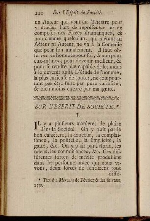 Sur L´Esprit De Sociéte.
