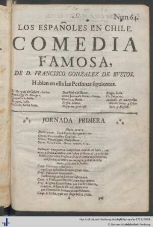 Los Españoles En Chile : Comedia Famosa