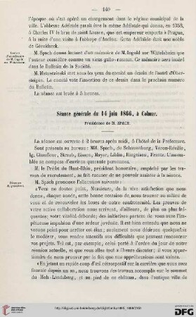 Séance générale du 14 juin 1866, à Colmar