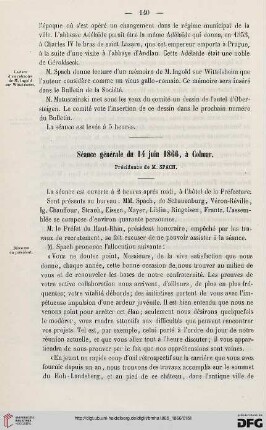 Séance générale du 14 juin 1866, à Colmar