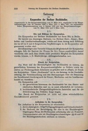Satzung der Korporation der Berliner Buchhändler