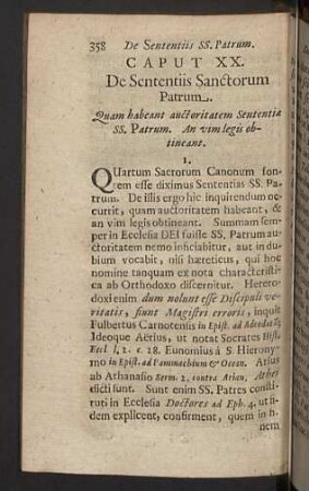 Caput XX. De Sententiis Sanctorum Patrum.