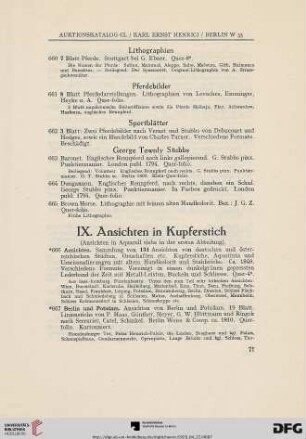 IX. Ansichten in Kupferstich (Nr. 666-696)