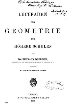 Leitfaden der Geometrie für höhere Schulen