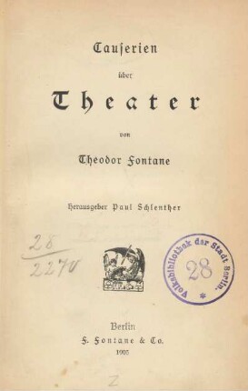 Causerien über Theater