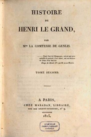 Histoire de Henri le Grand. 2 (1815)