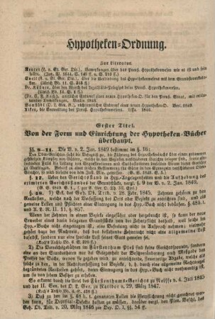 Hypotheken-Ordnung.