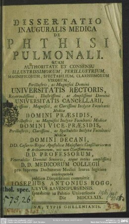 Dissertatio Inauguralis Medica De Phthisi Pulmonali
