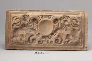 Ofenkachelmodel mit Medaillon und Löwen